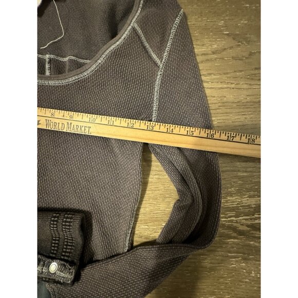 Free People Motor Cuff Button Waffle Thermal Top Shirt Brown S Y2K rock Grunge - Picture 4 of 9